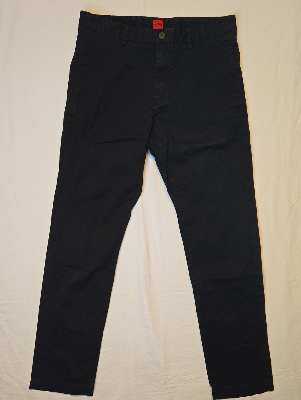 Hugo Boss Black Slim Tapered Chino Pants with Red And Black Hugo Logo